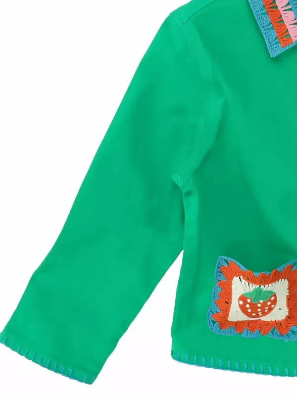 Жакет с деталями, связанными крючком Stella McCartney Kids, зеленый