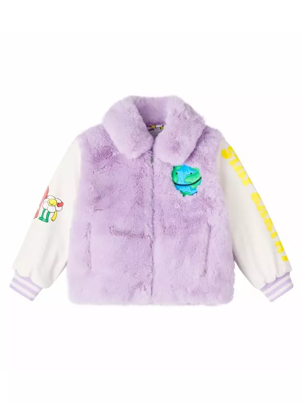 Ветровка с отделкой из искусственного меха Stella McCartney Kids, фиолетовый