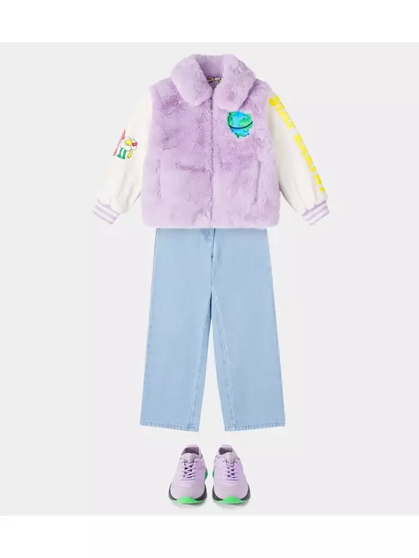 Ветровка с отделкой из искусственного меха Stella McCartney Kids, фиолетовый