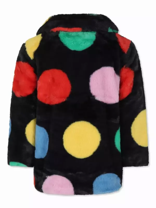 Шуба из искусственного меха в горох Stella McCartney Kids, черный