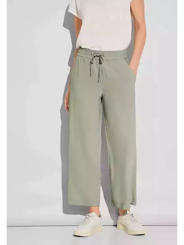 Кюлоты STREET ONE, эластичный пояс с кулиской, зеленый