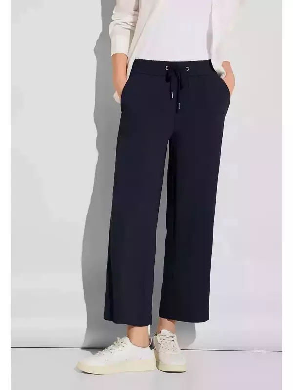 Кюлоты STREET ONE, эластичный пояс с кулиской, синий