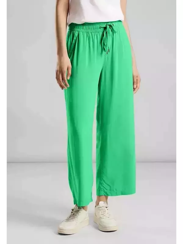 STREET ONE Кюлоты, завышенная талия, зеленый