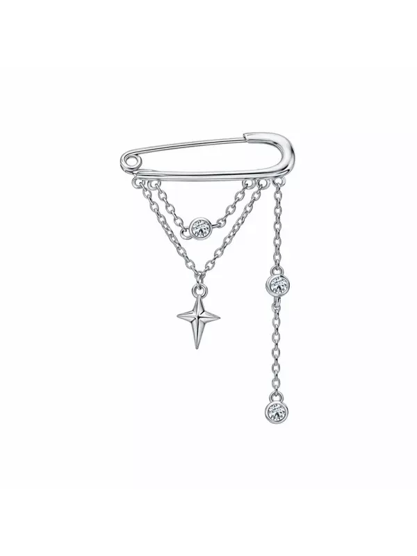 Серебряная брошь с фианитами