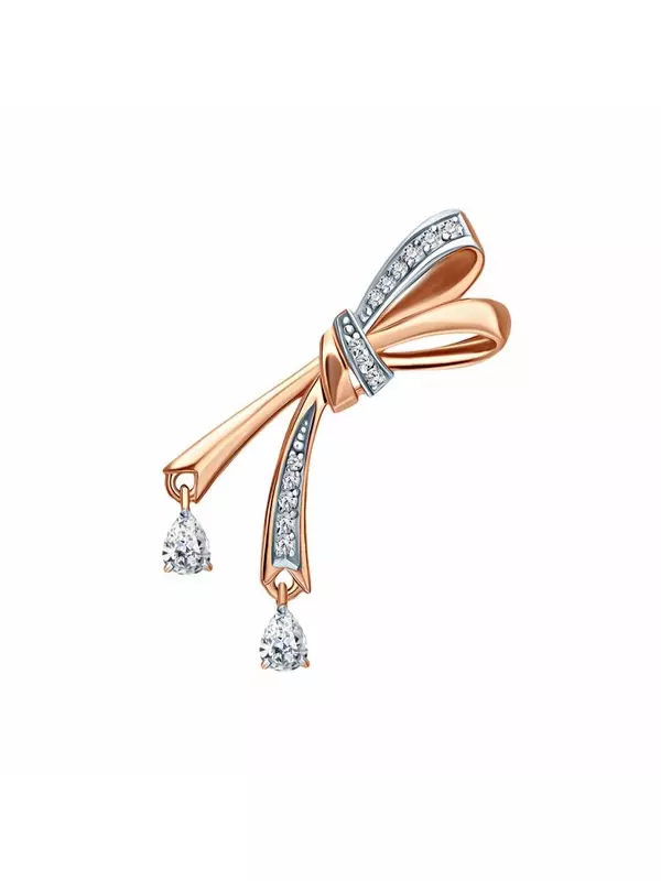 Серебряная брошь с фианитами