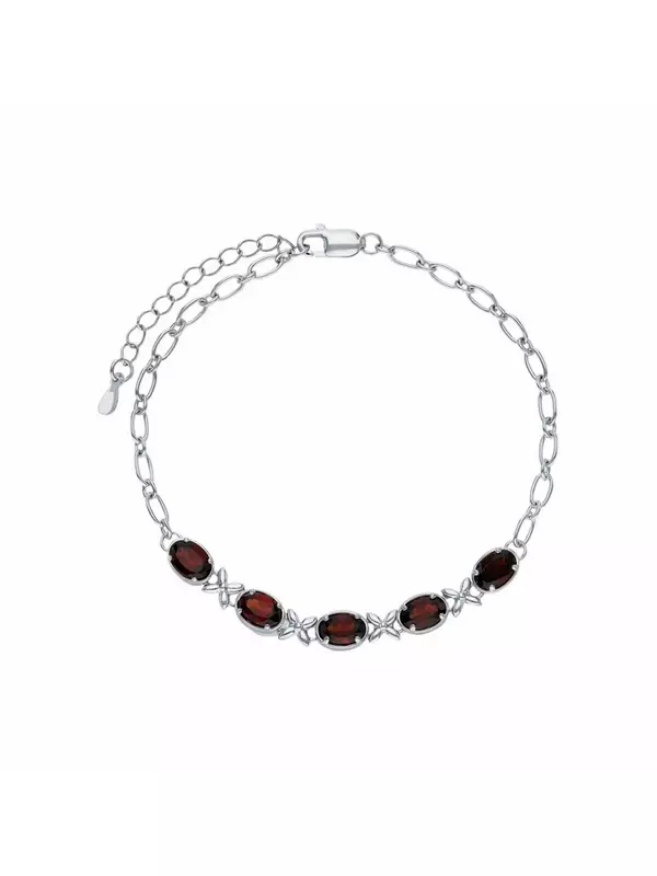 Серебряный браслет с гранатами природными