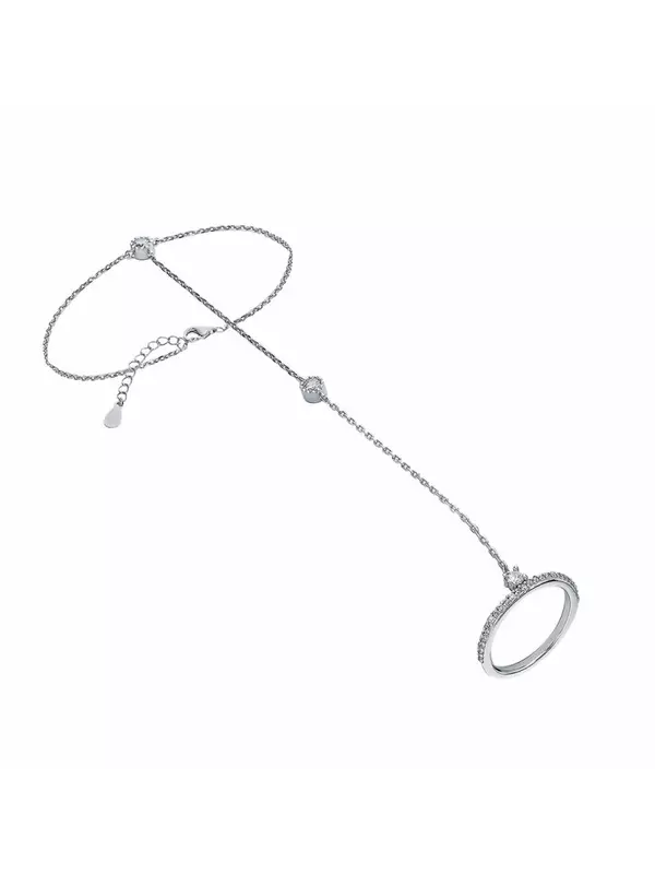 Серебряный слейв-браслет с фианитами