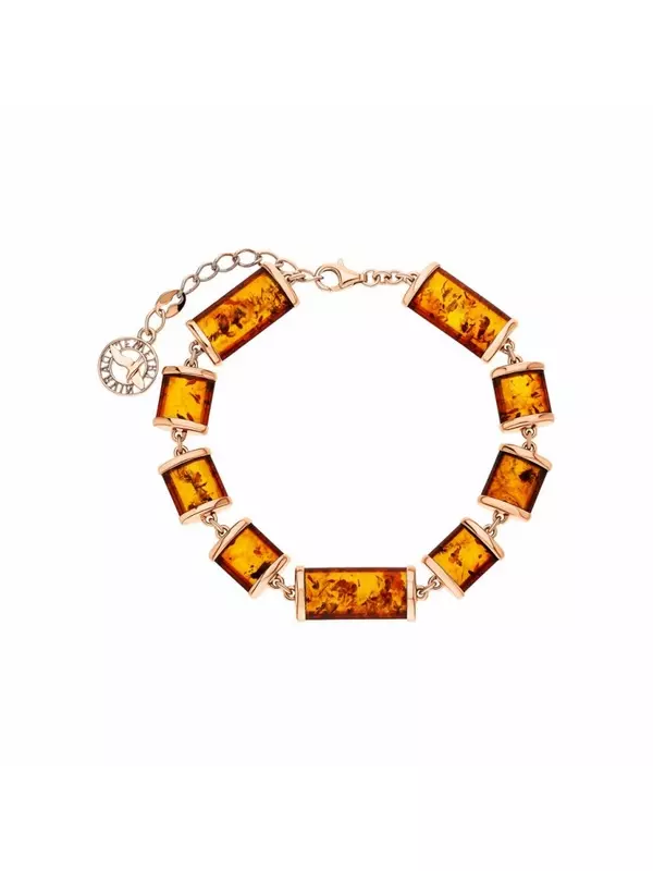 Серебряный браслет с янтарями природными