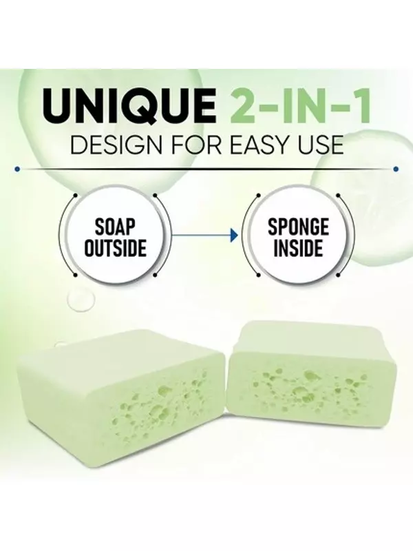 Esponjabon Мыло Губка Очищающее Душевая Скребок Очищающий Скраб Для Ванны Средство Для Удаления Масла Массаж и Пена Для Ног, Локтей и Лица Аксессуары Для Ванной Огуречное и Дынное Мыло T.Taio