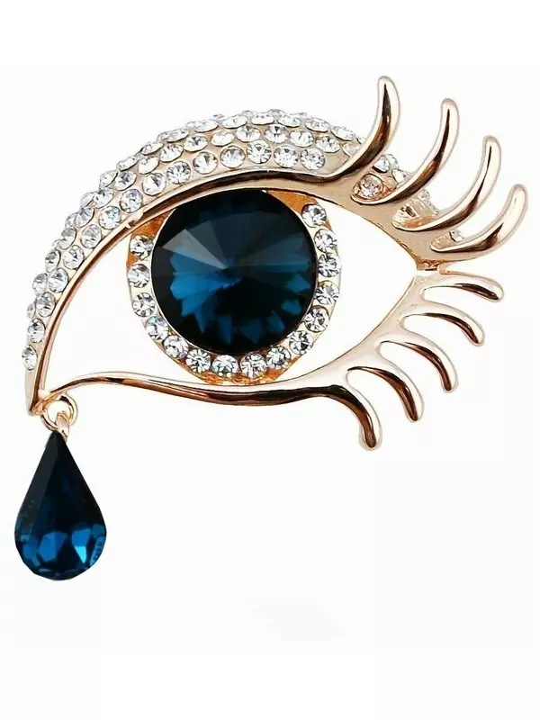 Брошь TASYAS, стразы, синий/желтый