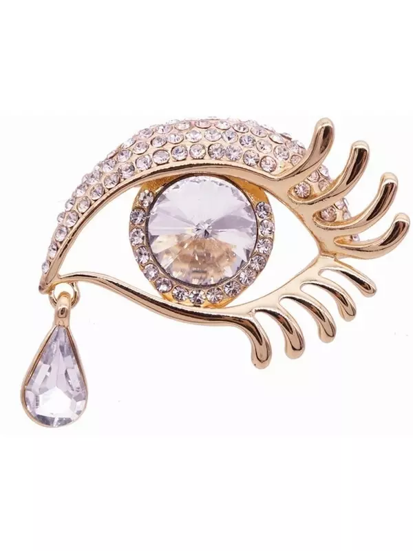 Брошь TASYAS, стразы, белый/желтый