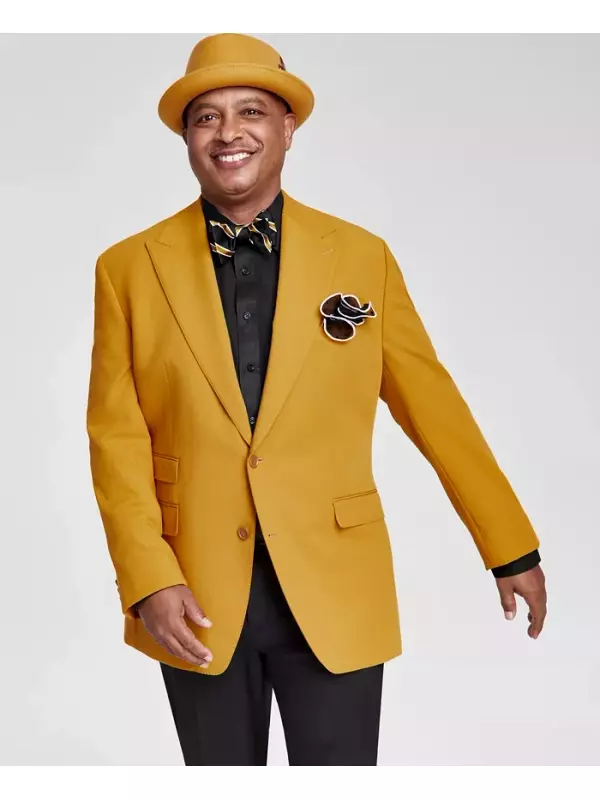 Мужской классический спортивный пиджак однотонный Tayion Collection, золотой