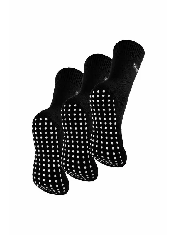 3 пары флисовых носков-тапочек | Дышащие термоноски для экипажа THMO, черный