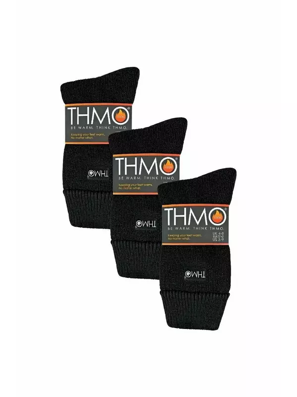3 пары флисовых носков-тапочек | Дышащие термоноски для экипажа THMO, черный
