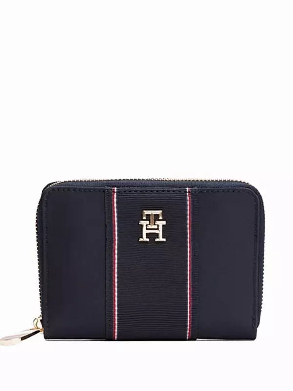 Полосатый кошелек с круговой молнией Tommy Hilfiger, синий