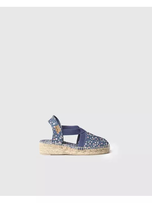 Эспадрильи для девочек с цветочным принтом и эластичным ремешком Toni Pons, темно-синий