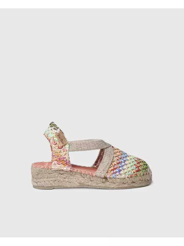Эспадрильи для девочек из ткани рафии с эластичным ремешком Toni Pons, мультиколор