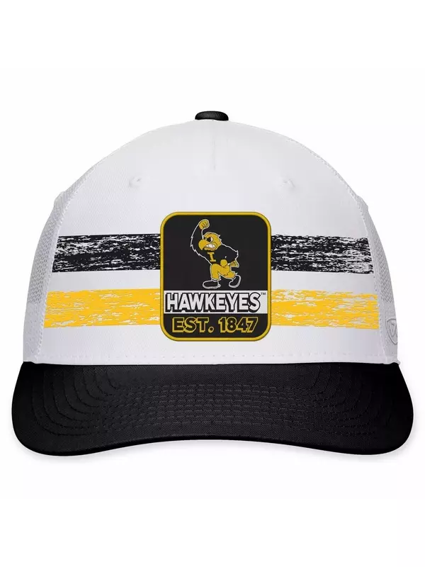 Мужская кепка Top of the World белого/черного цвета Iowa Hawkeyes Retro Fade Snapback