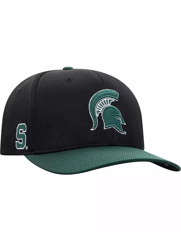 Мужская черно-зеленая двухцветная кепка Reflex Hybrid Tech Flex Michigan State Spartans Top of the World