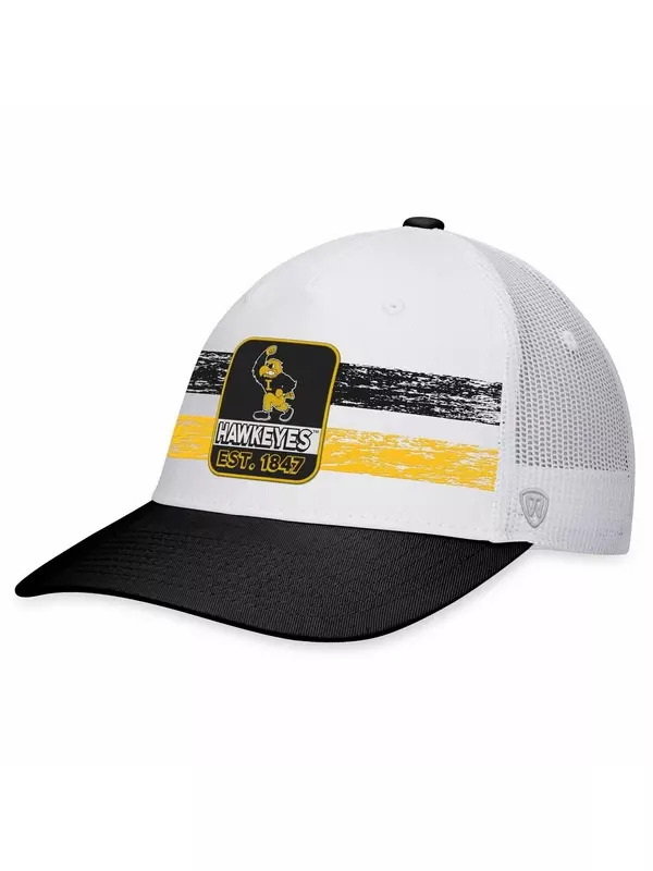 Мужская кепка Top of the World белого/черного цвета Iowa Hawkeyes Retro Fade Snapback