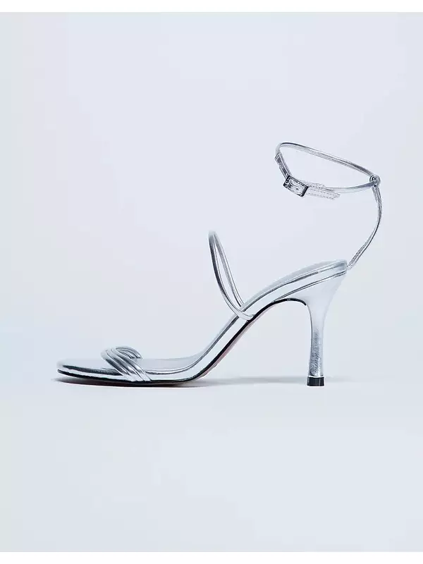 Босоножки Topshop Abbie с ремешками на каблуке, серебристого цвета