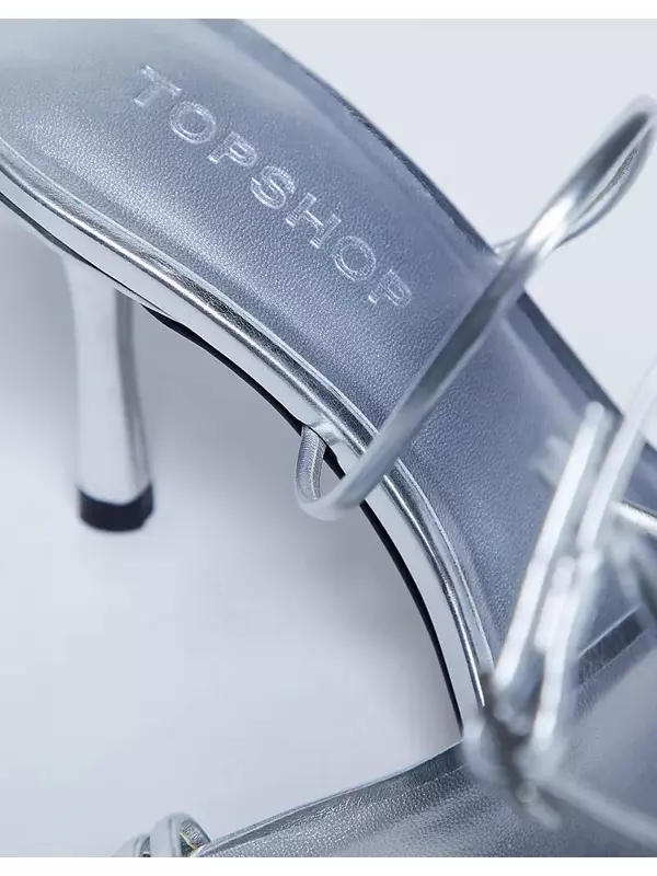 Босоножки Topshop Abbie с ремешками на каблуке, серебристого цвета