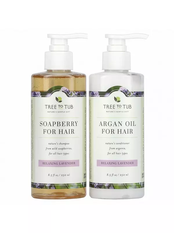 Tree To Tub, Набор для ухода за волосами Soapberry, расслабляющая лаванда, набор из 2 предметов