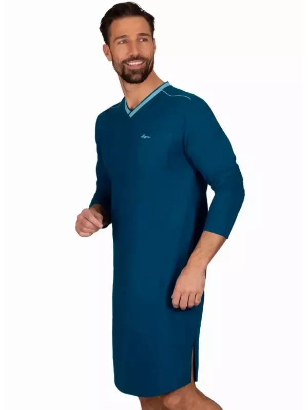 Пижама Trigema Мужская ночная рубашка TRIGEMA из натурального хлопка (kbA) (1 шт.), цвет Saphir-C2C