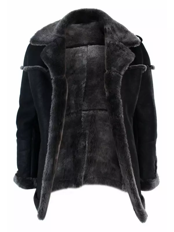 Двубортный капитанский дубленка TruClothing, черный