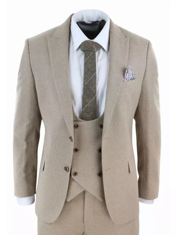 Твидовый деловой костюм-тройка для свадьбы TruClothing, коричневый