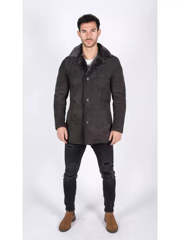 Дубленка куртка на пуговицах TruClothing, коричневый