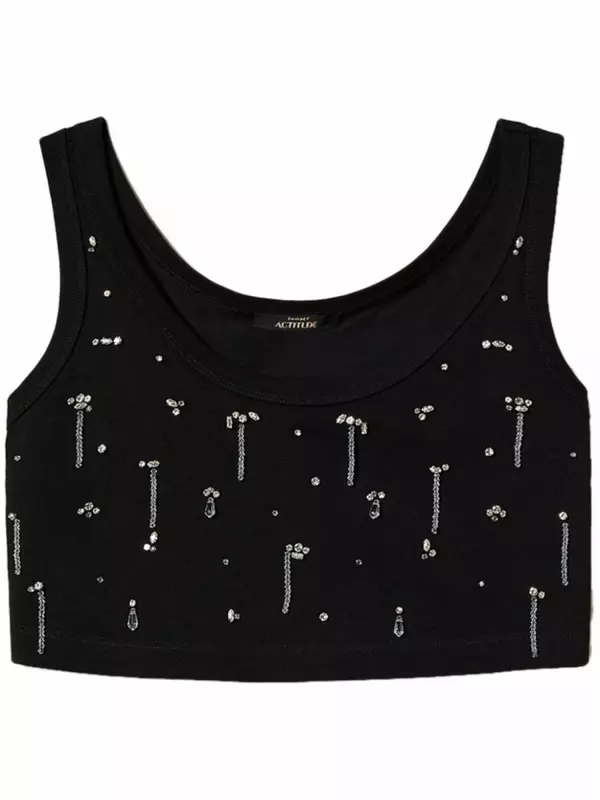 TWINSET укороченный топ с кристаллами, черный