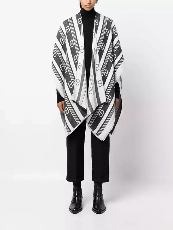 TWINSET полосатое пончо с логотипом, белый