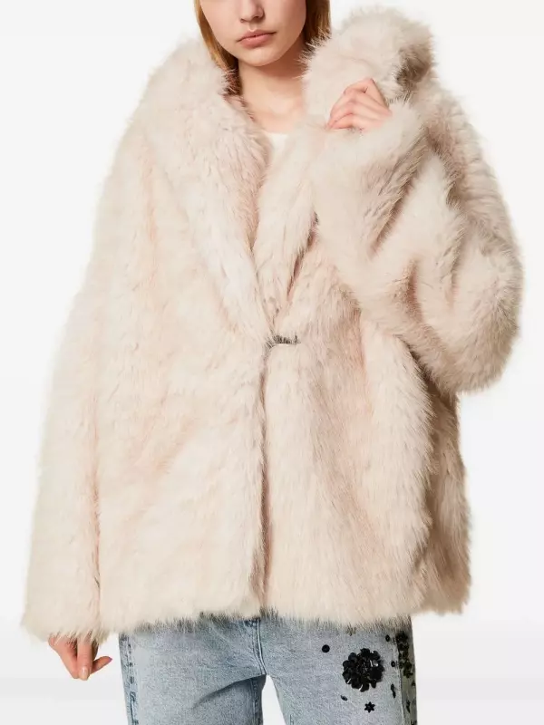 Шуба из искусственного меха с капюшоном TWINSET, нейтральный