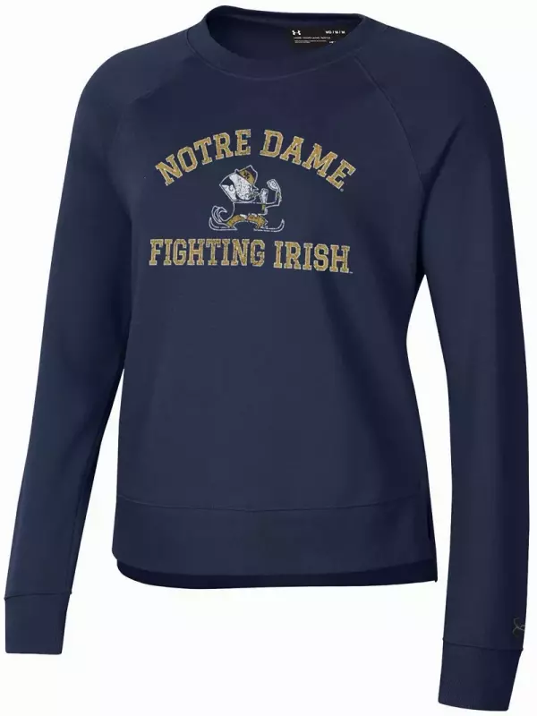 Женский свитшот Under Armour Notre Dame Fighting Irish Navy на весь день с арочным пуловером и логотипом