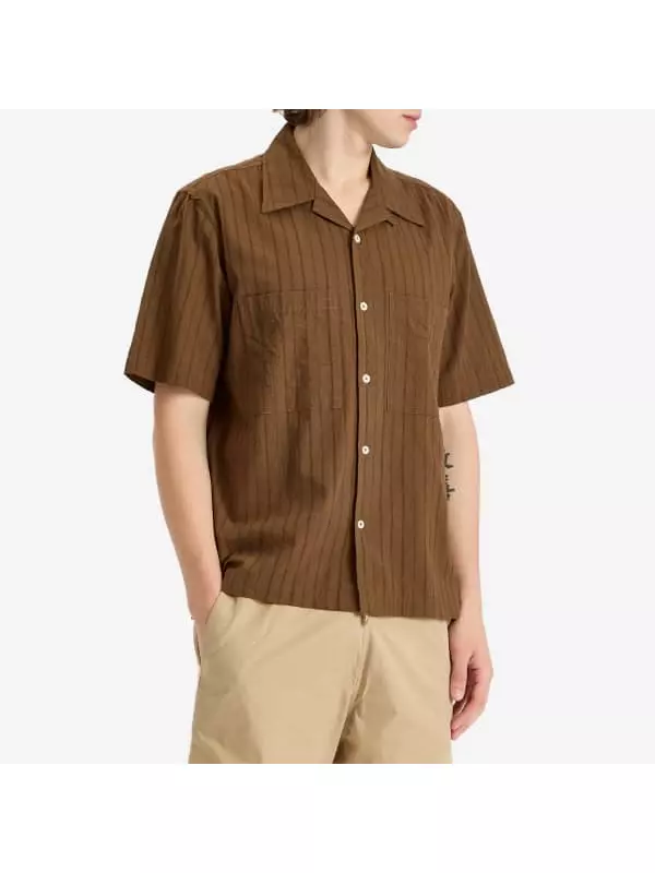 Рубашка для кемпинга Dobby в полоску Universal Works, коричневый