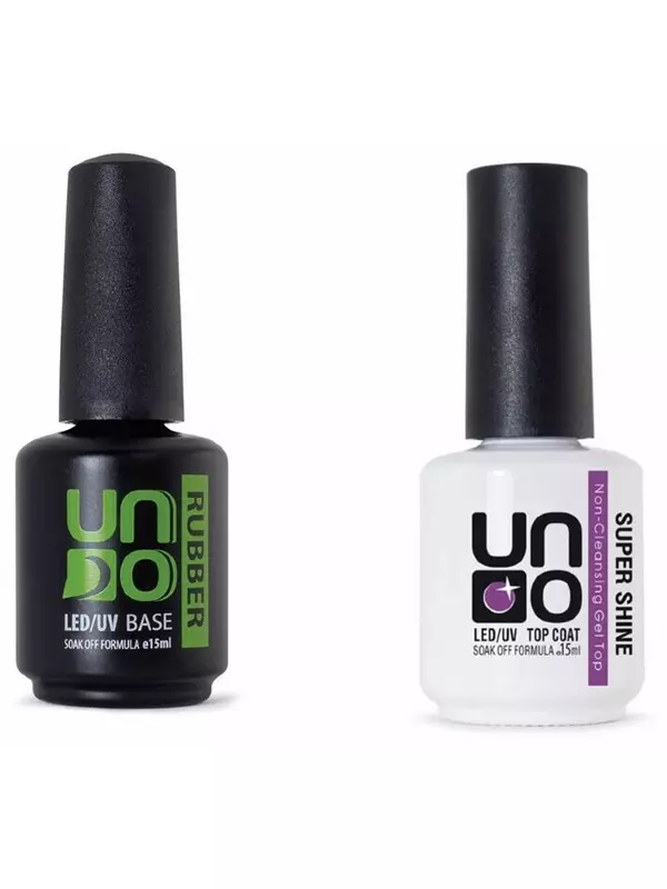 Набор для маникюра UNO база для ногтей Rubber 16 г и топ для гель-лака Super Shine 16 г