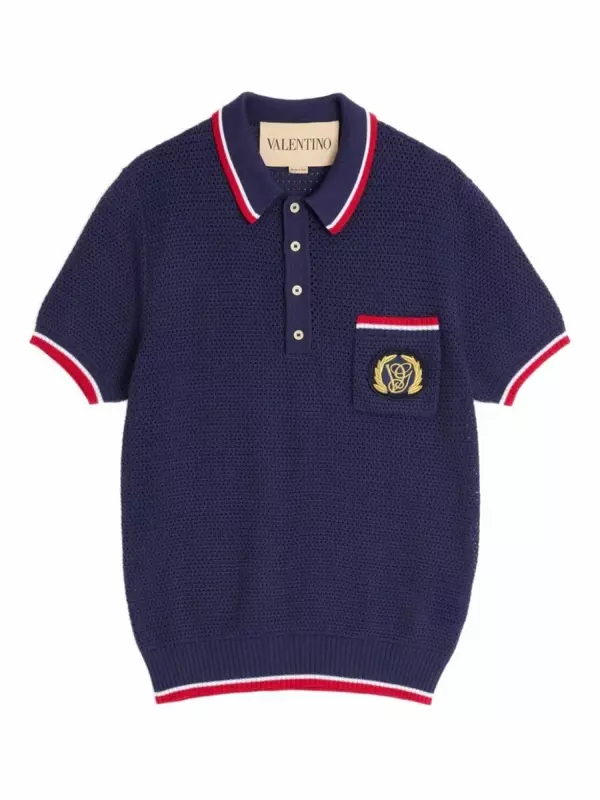 РУБАШКА-ПОЛО ИЗ ХЛОПКА С НАШИВКОЙ VG Valentino Garavani, синий