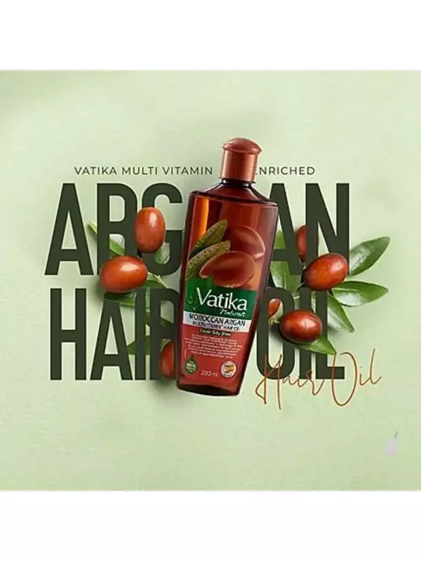 Vatika Naturals Обогащенное арганой масло для волос 200 мл Мультивитаминная нежирная формула AEF