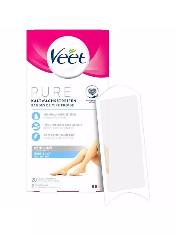 Чистый холодный воск очищает чувствительную кожу тела и ног Veet, 20 шт.