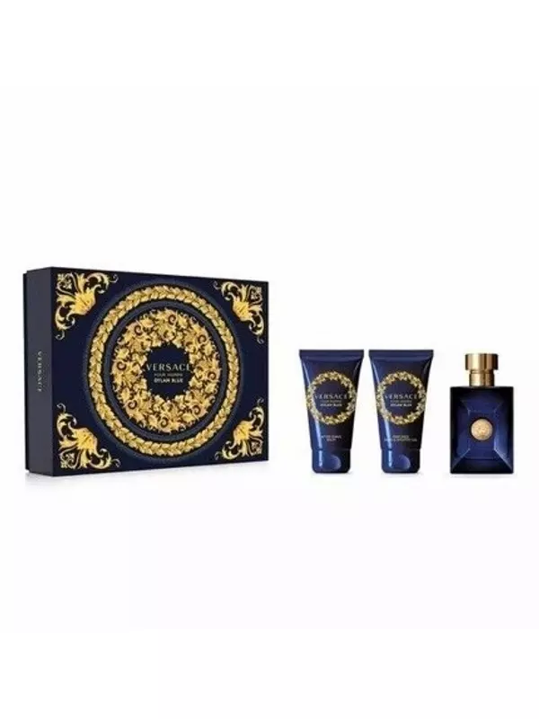 Versace Dylan Blue 50 мл EDT спрей с гелем для душа и бальзамом после бритья подарочный набор