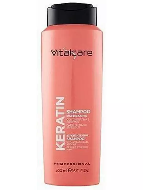Кератиновое масло-шампунь с кератином и протеинами для ломких и поврежденных волос 500мл, Vitalcare