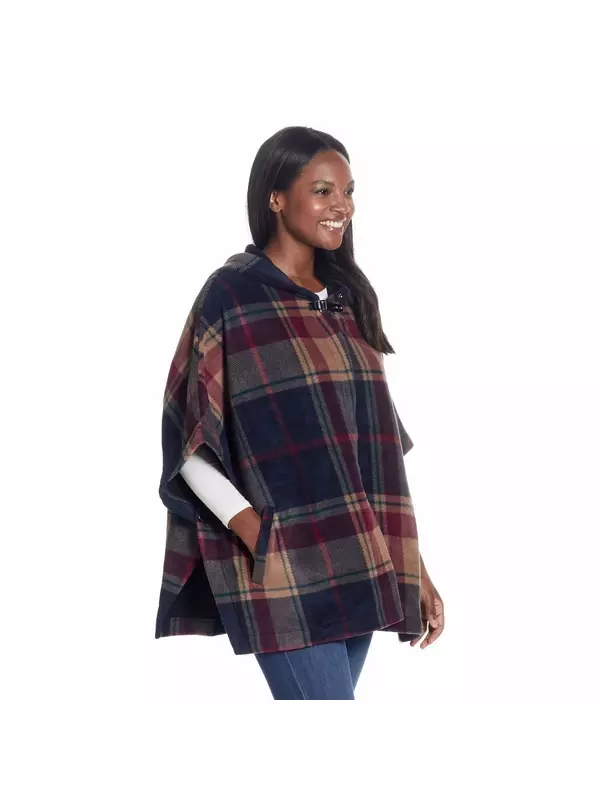 Женское флисовое пончо в клетку с капюшоном Weathercast Weathercast