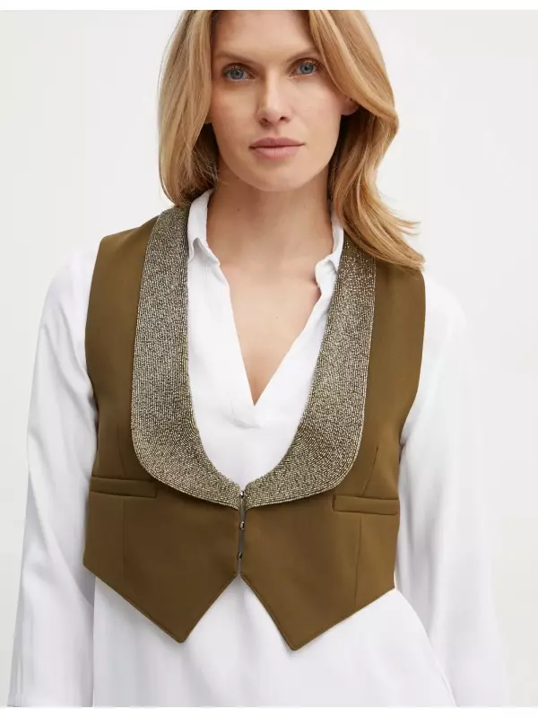 Жилет с добавлением шерсти Weekend Max Mara, зеленый