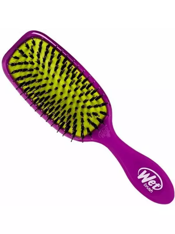 Фиолетовая современная распутывающая щетка с щетиной кабана, придает блеск и разглаживает волосы. Wet Brush Shine Enhancer