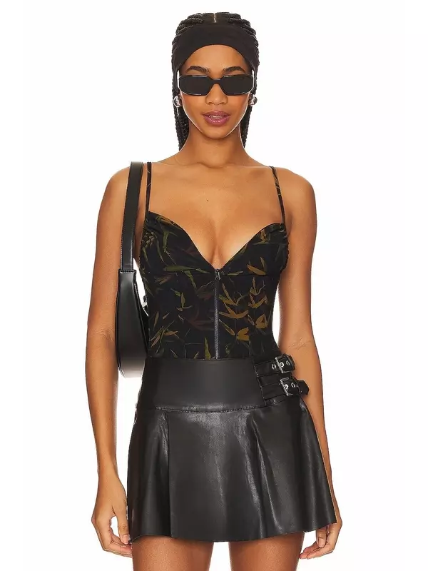 Корсет WeWoreWhat Zip Front, цвет Black Multi