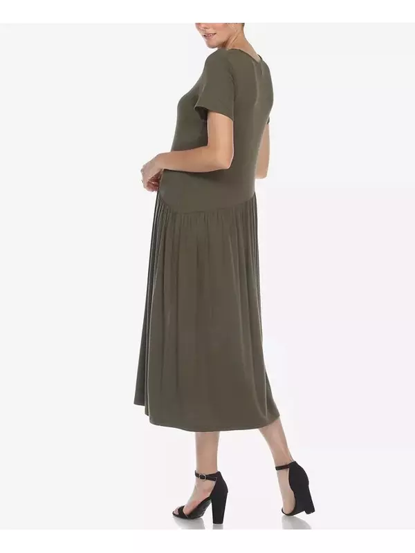 Женское платье макси с короткими рукавами и асимметричной талией White Mark, зеленый