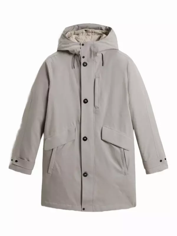 Дождевик с капюшоном WOOLRICH, серый