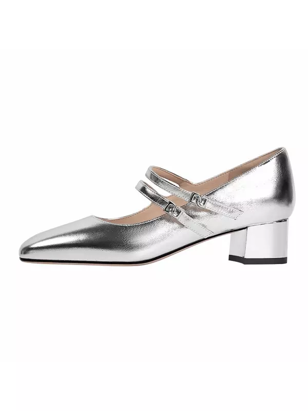 WUDASHU Серебряные туфли Мэри Джейн, цвет Silver