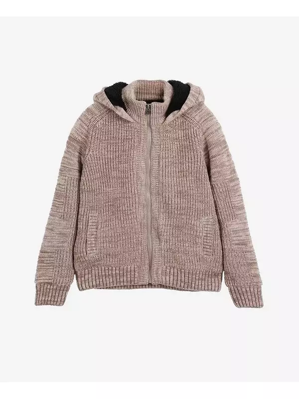 Мальчики свитер с капюшоном из искусственной овчины подкладка по всей длине молния с байкерский дизайн рукава X RAY, коричневый/бежевый